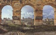 View through Three Northwest Arcades of the Colosseum in Rome Storm Gathering over the City (mk22) Christoffer Wilhelm Eckersberg